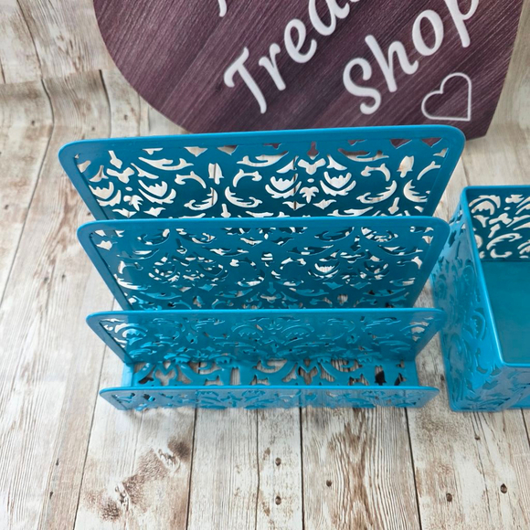 Desk Organizers Blue Metal File Holder - Picture 2 of 8